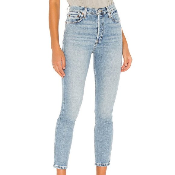 RE/DONE 90s High Rise Ankle Crop Jeans in Hazey Indigo